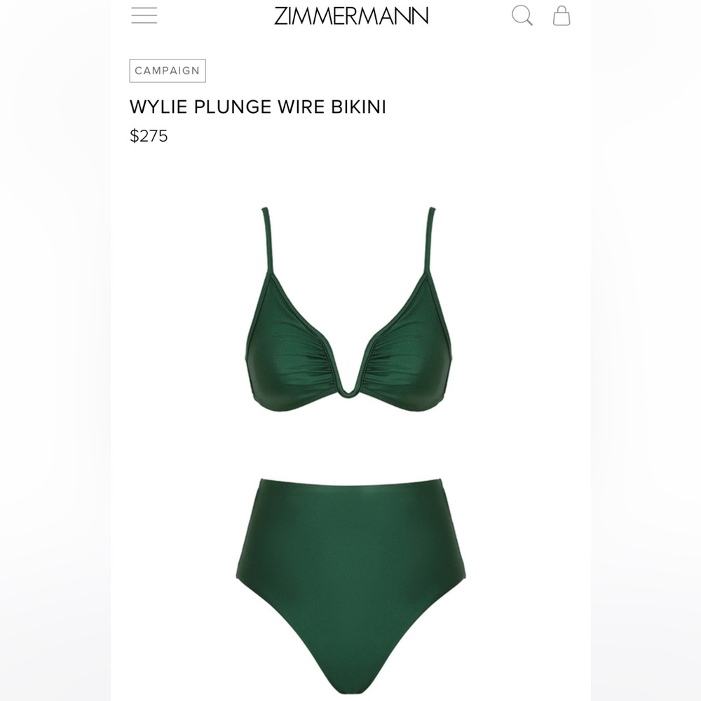 Zimmermann Wylie Plunge Wire Bikini - Green - size 1
